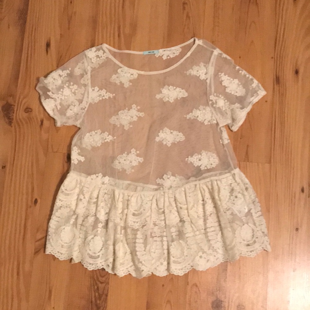 Sheer top with embroidery